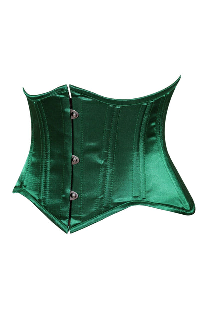 Lavish Dark Green Satin Mini Cincher Underbust Corset Waist Cincher Busk Closure