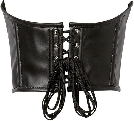 Lavish Black Faux Leather Underwire Cincher Corset