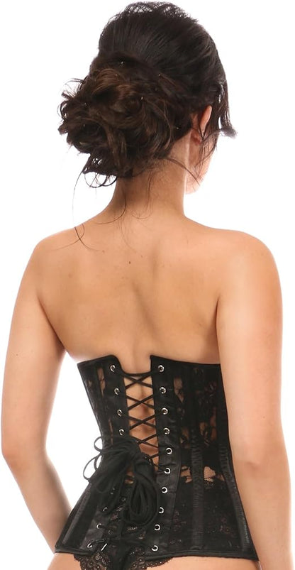 Lavish Black Sheer Lace Underwire Open Cup Underbust Corset