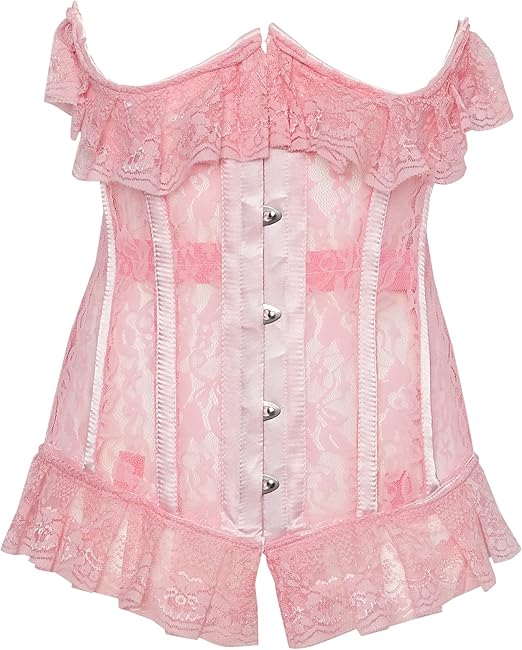 Lavish Lt Pink Lace Ruffled Underwire Cincher Corset