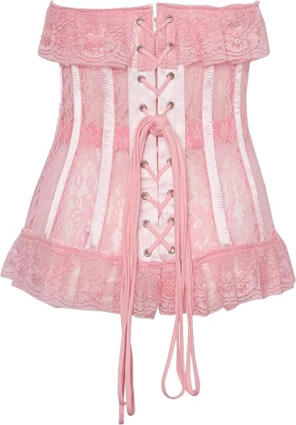Lavish Lt Pink Lace Ruffled Underwire Cincher Corset