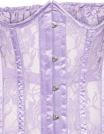 Lavish Sheer Lavender Lace Underbust Underwire Corset w/Ruffle Sleeve