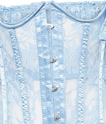 Lavish Sheer Lt Blue Lace Underbust Underwire Corset w/Ruffle Sleeve