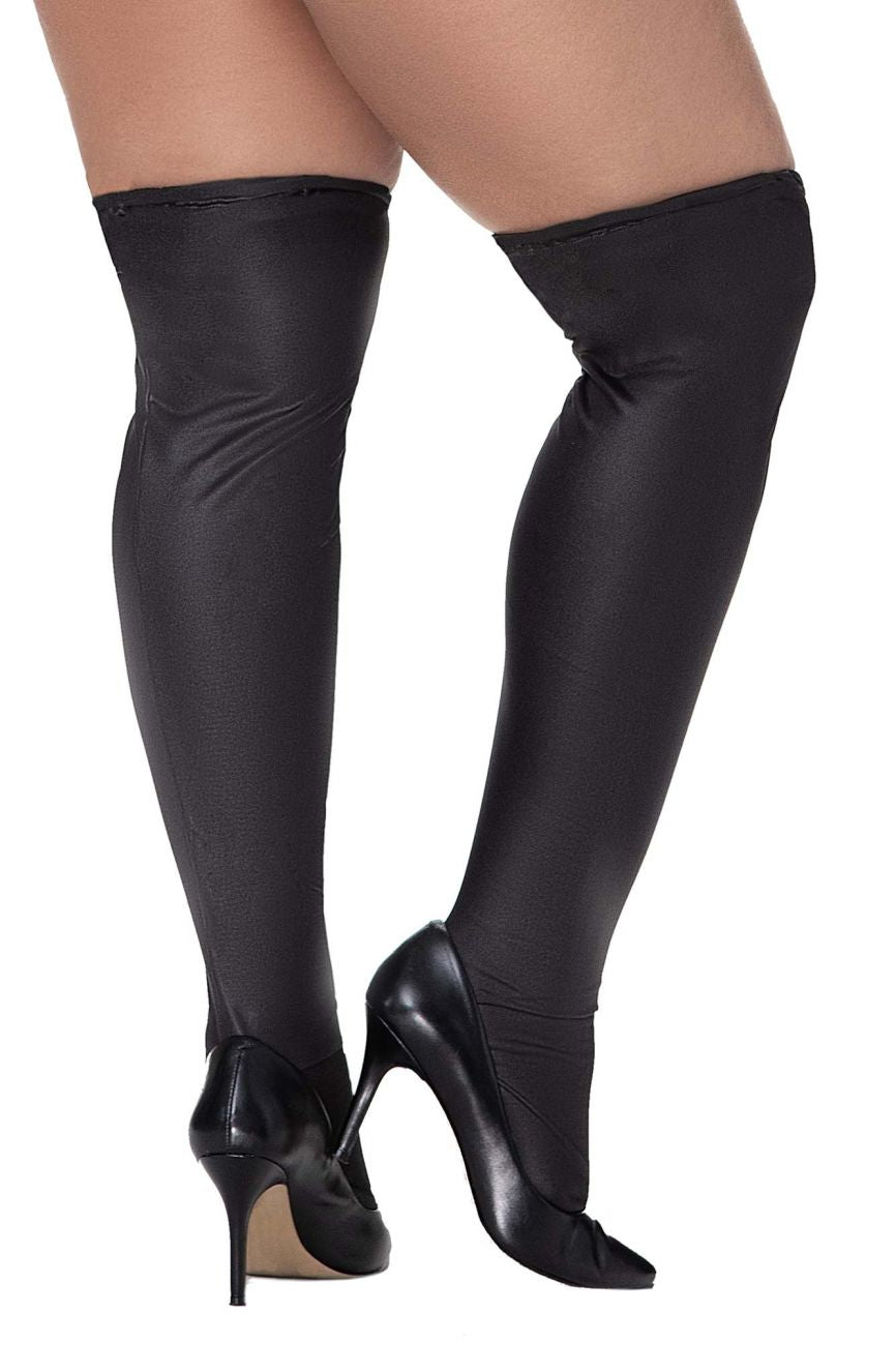 Mapale 1017X Curvy Size Thigh Highs Color Metallic Black.