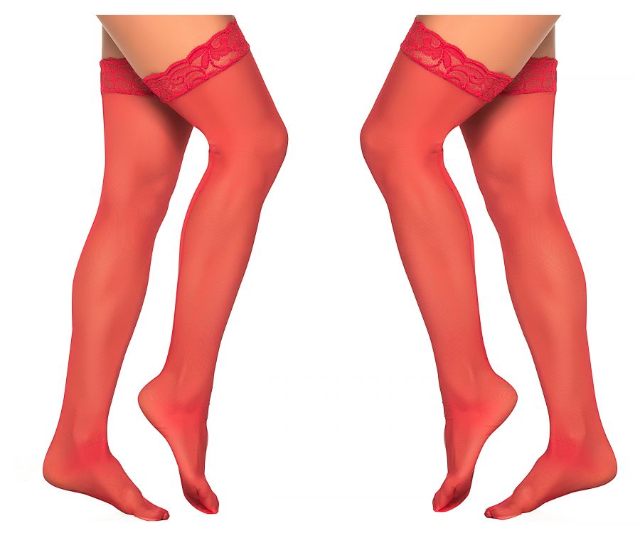 Mapale 1094 Mesh Thigh Highs Color Red.