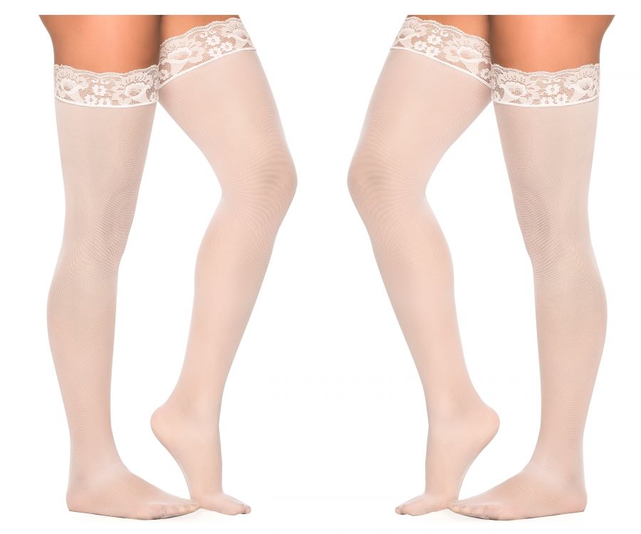 Mapale 1094 Mesh Thigh Highs Color White.