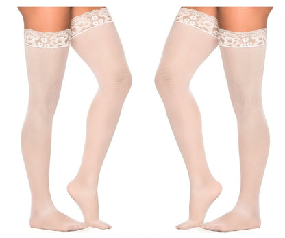 Mapale 1094 Mesh Thigh Highs Color White.