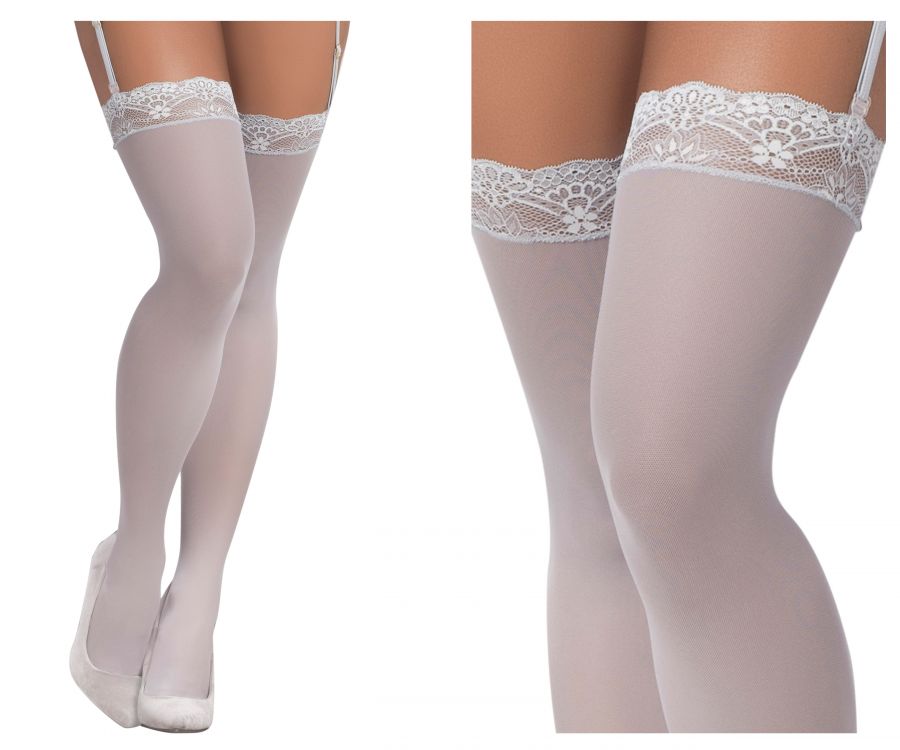 Mapale 1097 Mesh Thigh High Stockings Color Shoreline Gray.