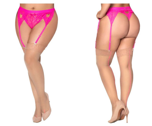 Mapale 1099X Curvy Size Mesh Thigh Highs Color Nude.