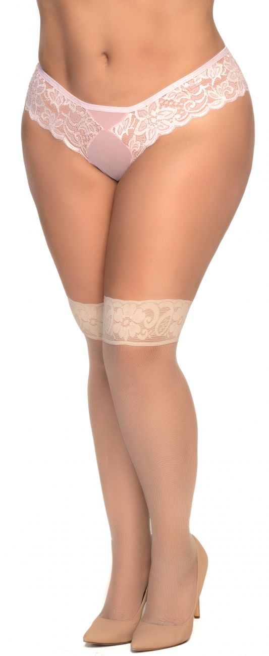 Mapale 1101X Curvy Size Mesh Thigh Highs Color Nude.