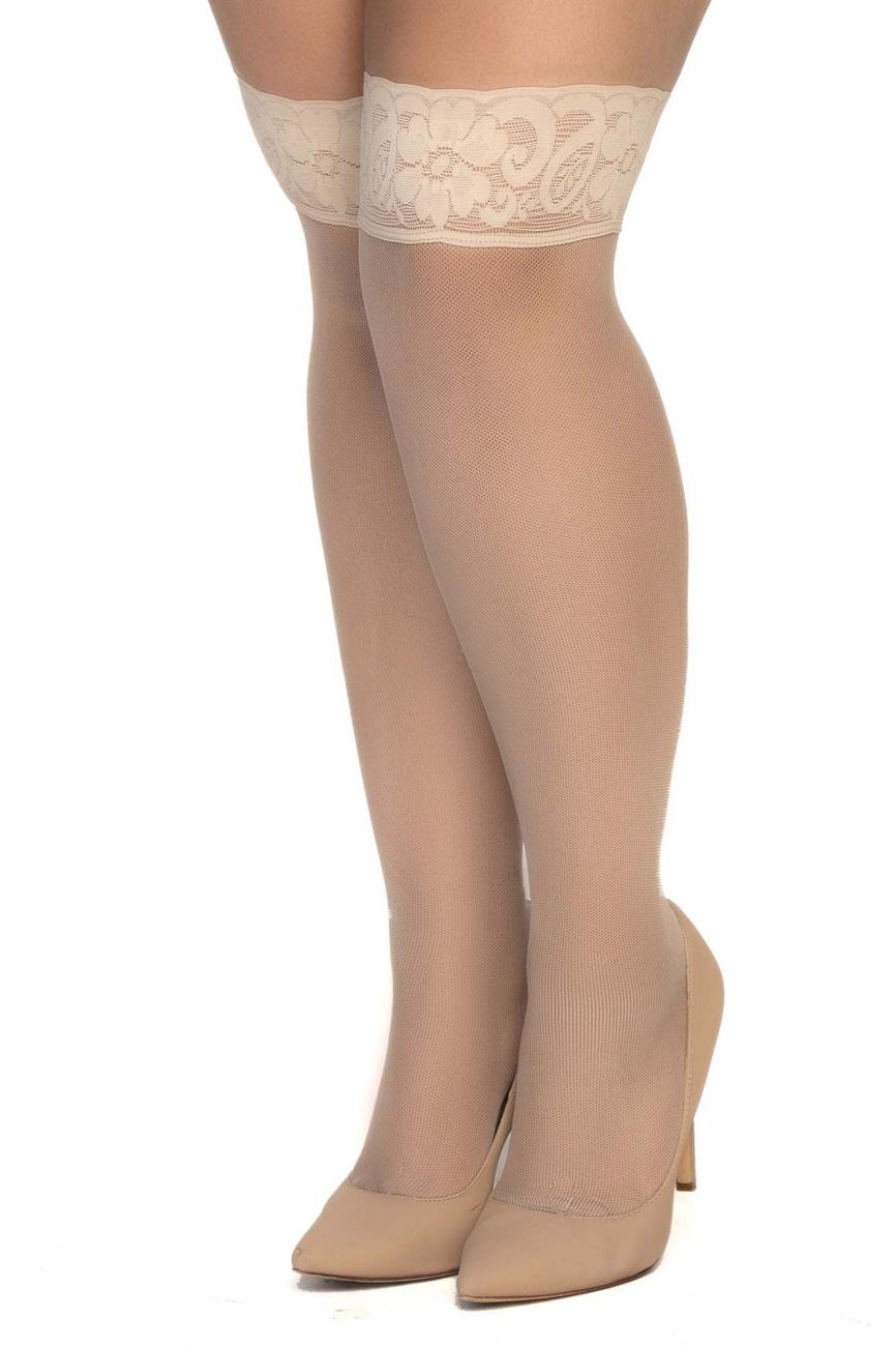 Mapale 1101X Curvy Size Mesh Thigh Highs Color Nude.