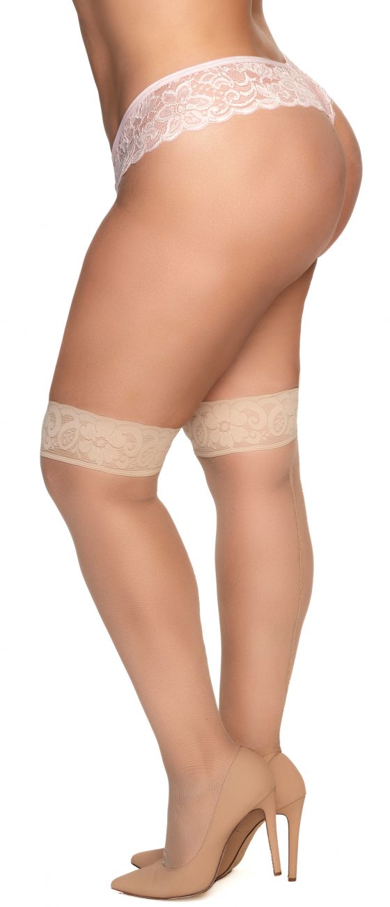 Mapale 1101X Curvy Size Mesh Thigh Highs Color Nude.