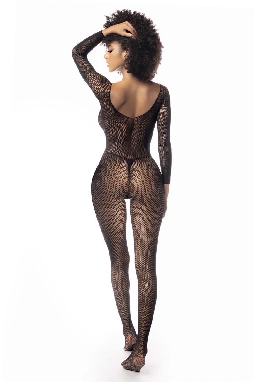Mapale 1102 Long Sleeved Fishnet Bodystocking Color Black.