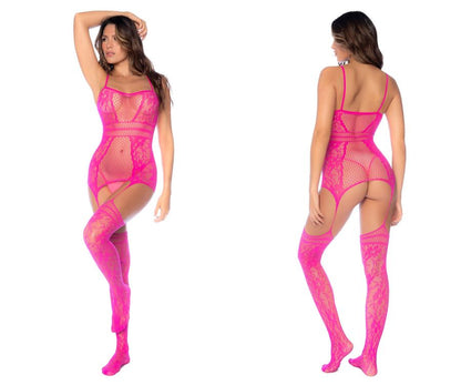 Mapale 1105 Fishnet Bodystocking Color Neon Pink.