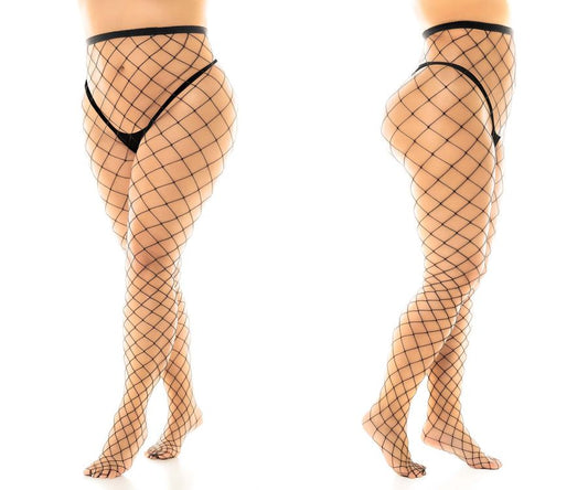 Mapale 1106X Curvy Size Fence Net Pantyhose Color Black.
