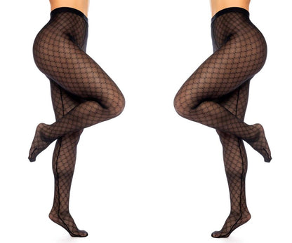 Mapale 1111 Diamond Mesh Pantyhose Color Black.