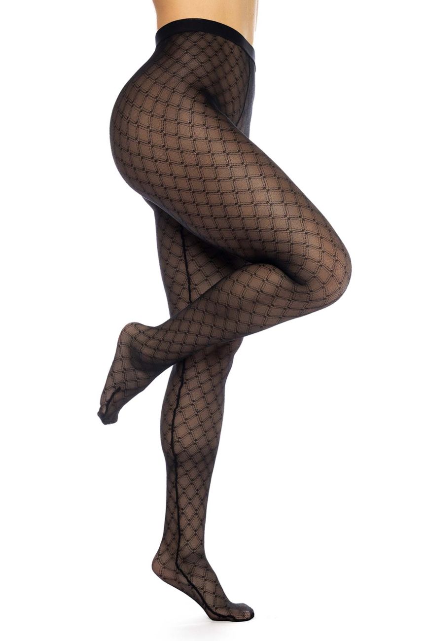 Mapale 1111 Diamond Mesh Pantyhose Color Black.