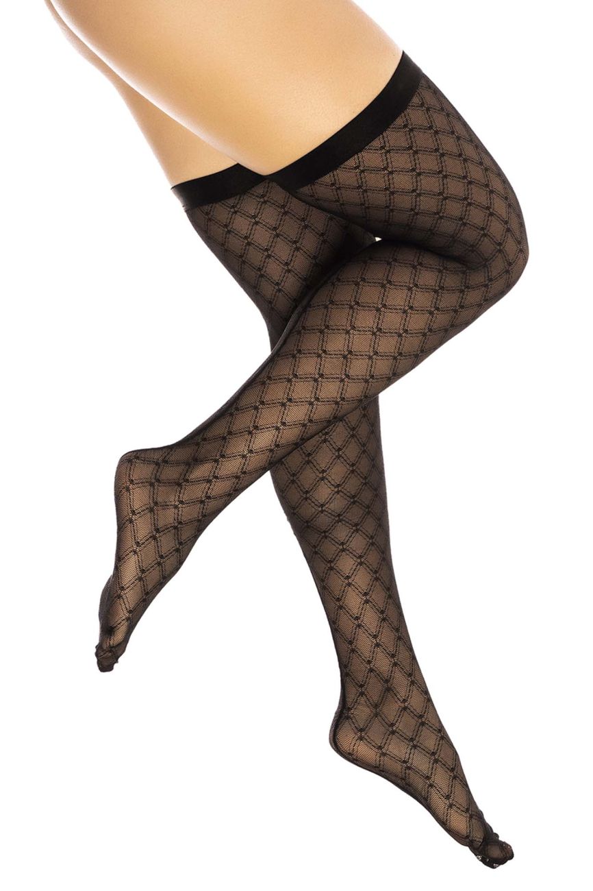 Mapale 1112 Diamond Mesh Thigh High Color Black.
