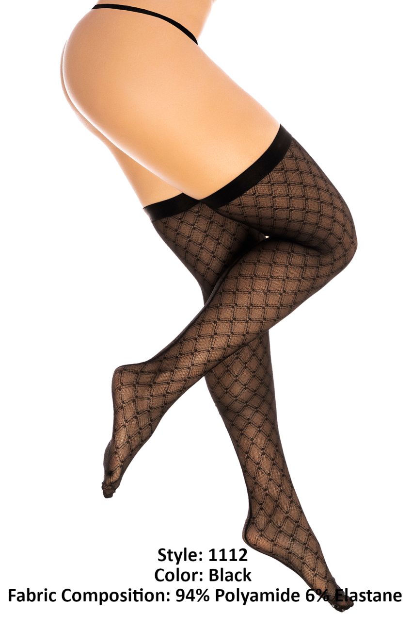 Mapale 1112 Diamond Mesh Thigh High Color Black.