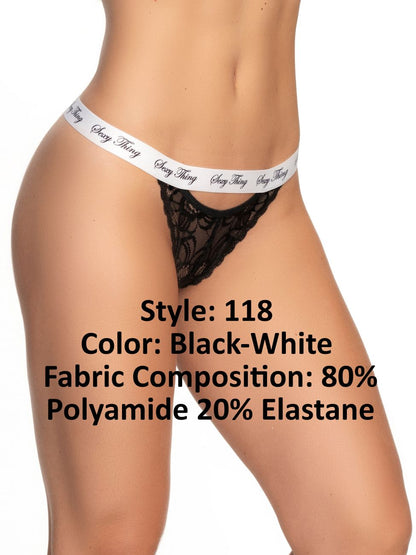 Mapale 118 Lace Keyhole Panty Color Black-White.