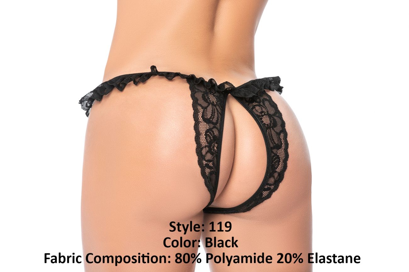 Mapale 119 Lace Peek-A-Boo Panty Color Black.