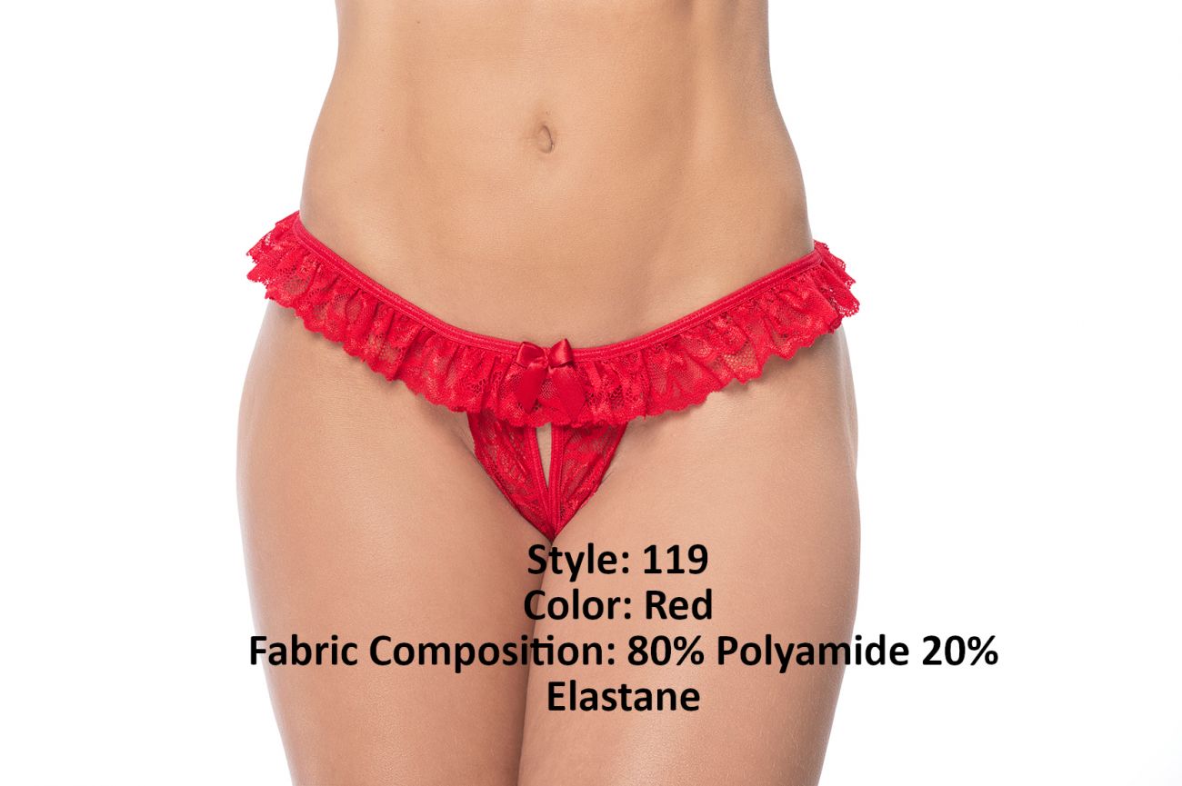 Mapale 119 Lace Peek-A-Boo Panty Color Red.