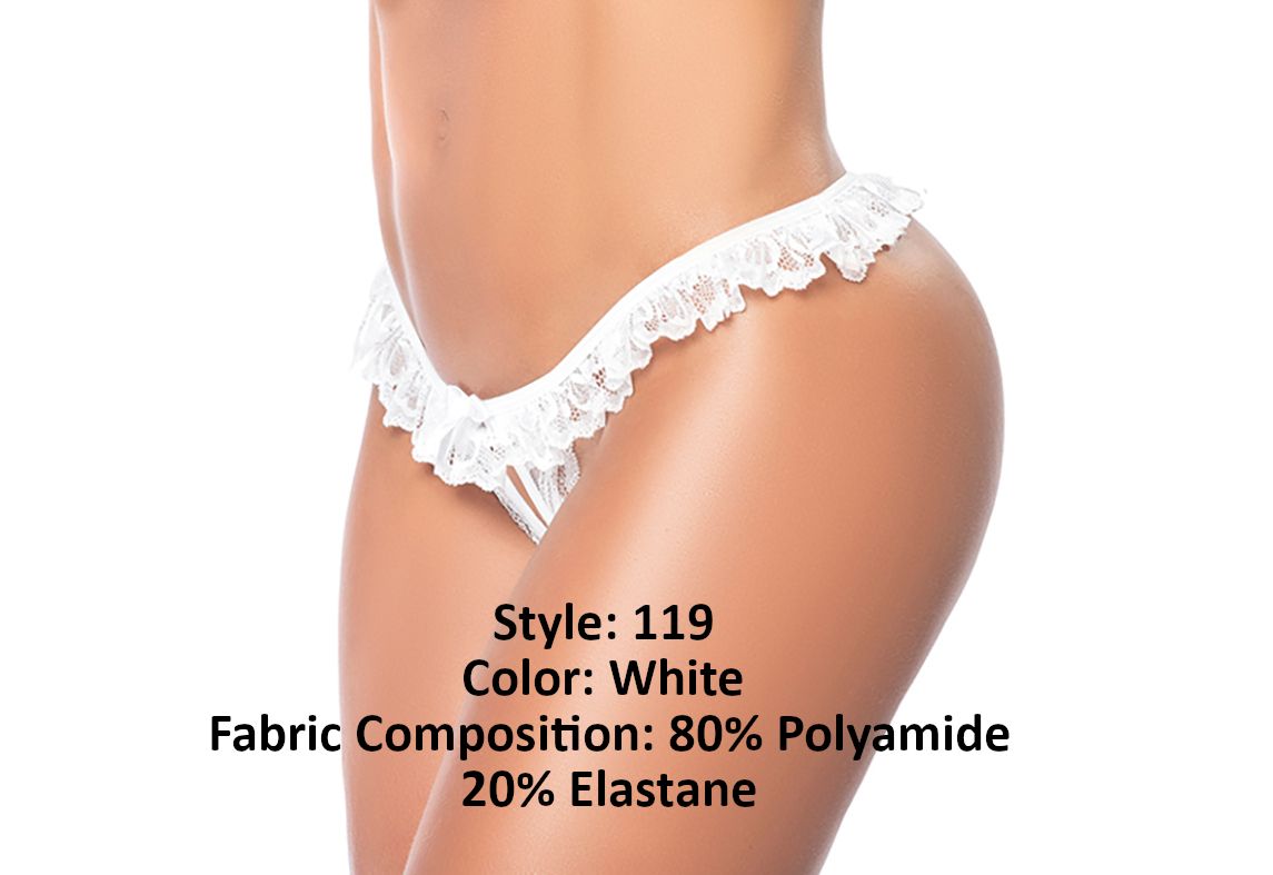 Mapale 119 Lace Peek-A-Boo Panty Color White.