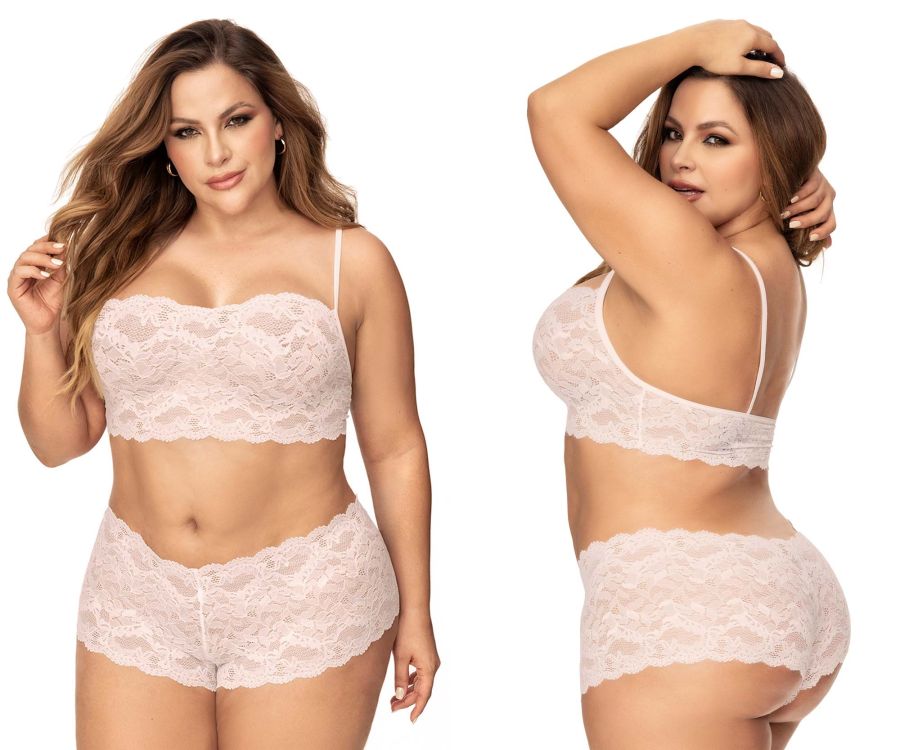 Mapale 206X Curvy Size Panty and Top Lace Set Color Ivory.
