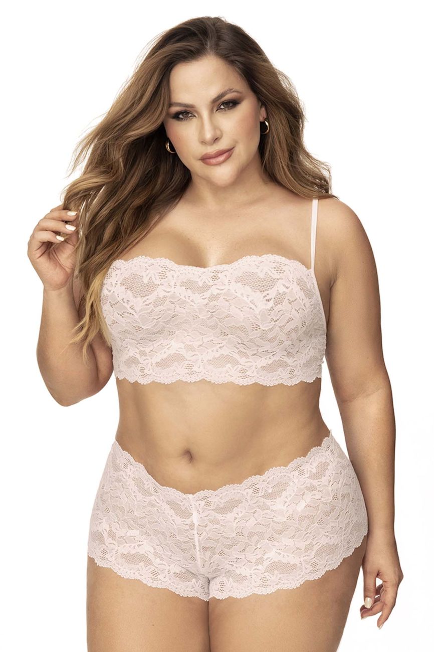 Mapale 206X Curvy Size Panty and Top Lace Set Color Ivory.