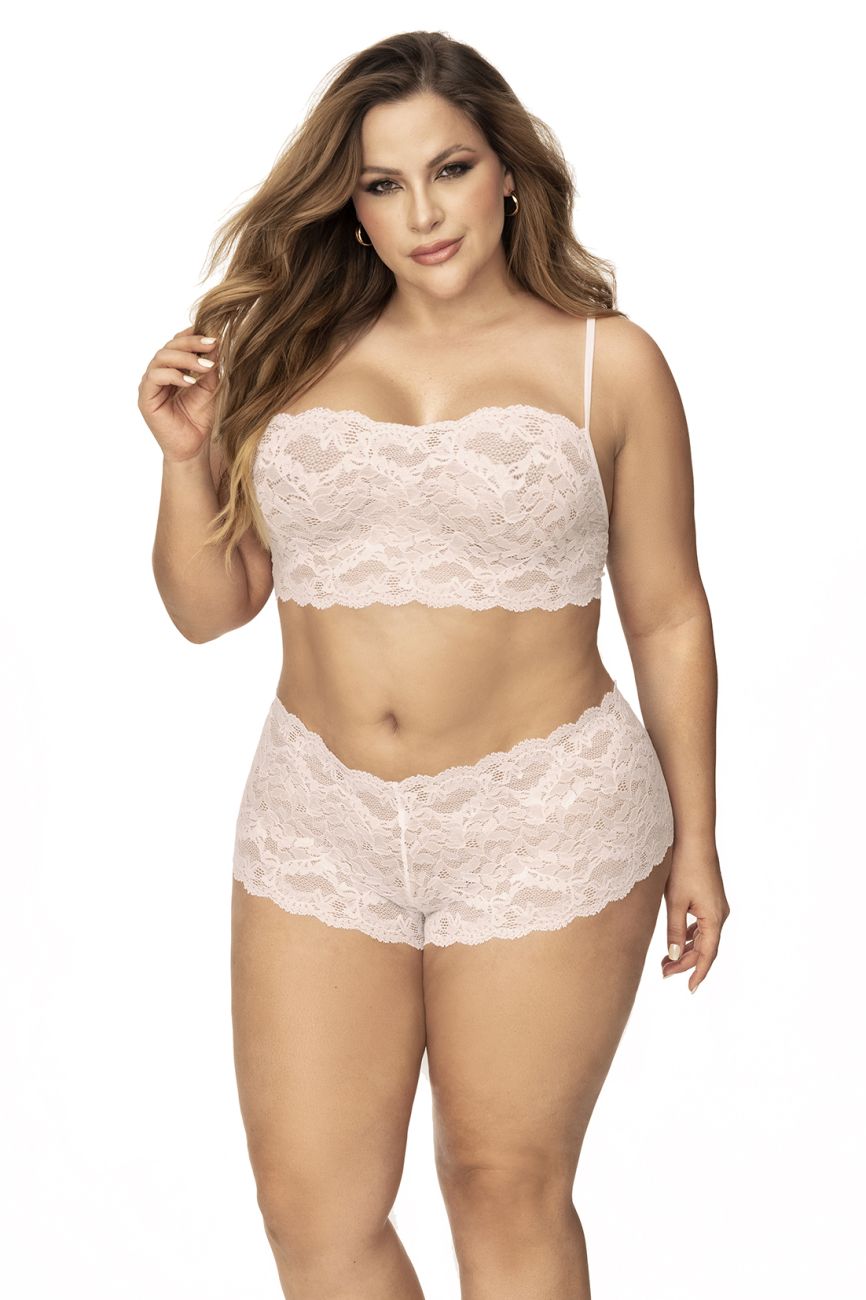 Mapale 206X Curvy Size Panty and Top Lace Set Color Ivory.