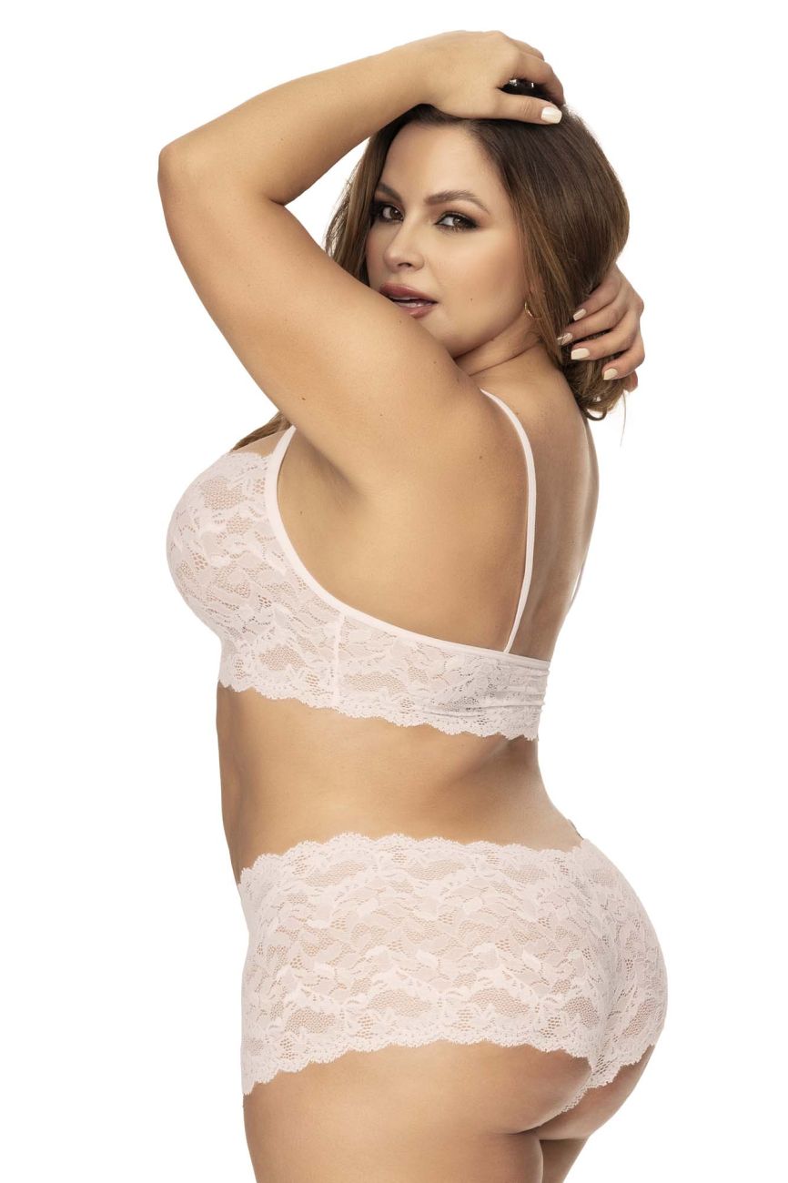Mapale 206X Curvy Size Panty and Top Lace Set Color Ivory.