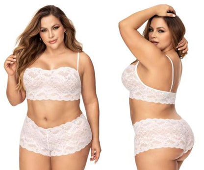 Mapale 206X Curvy Size Panty and Top Lace Set Color White.
