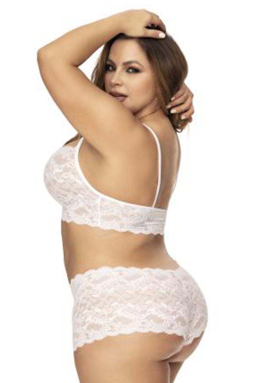 Mapale 206X Curvy Size Panty and Top Lace Set Color White.