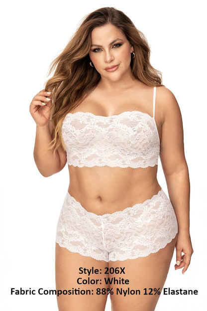Mapale 206X Curvy Size Panty and Top Lace Set Color White.