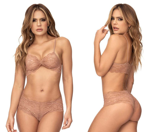 Mapale 207 Panty and Top Lace Set Color Taupe.