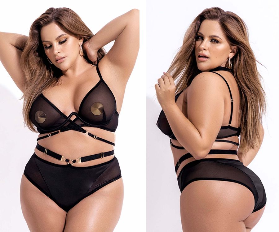 Mapale 2696X Curvy Size Two Piece Set Color Black.