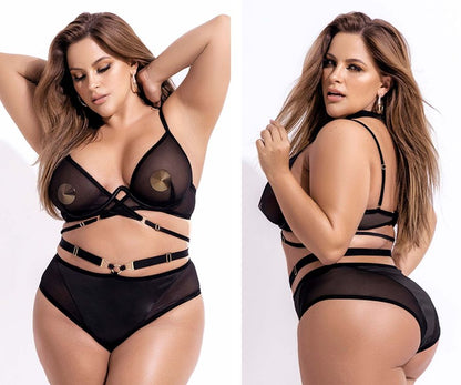 Mapale 2696X Curvy Size Two Piece Set Color Black.