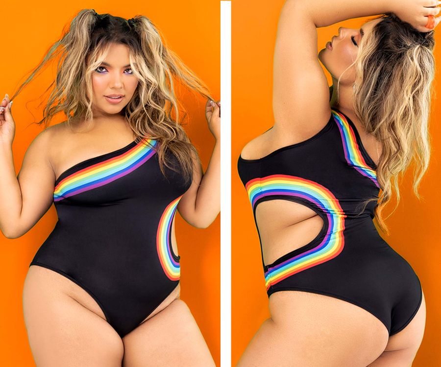 Mapale 2718X Curvy Size Bodysuit Color Black Prints.