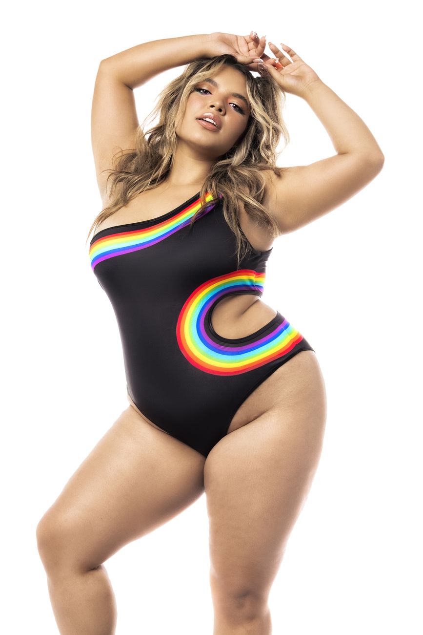 Mapale 2718X Curvy Size Bodysuit Color Black Prints.