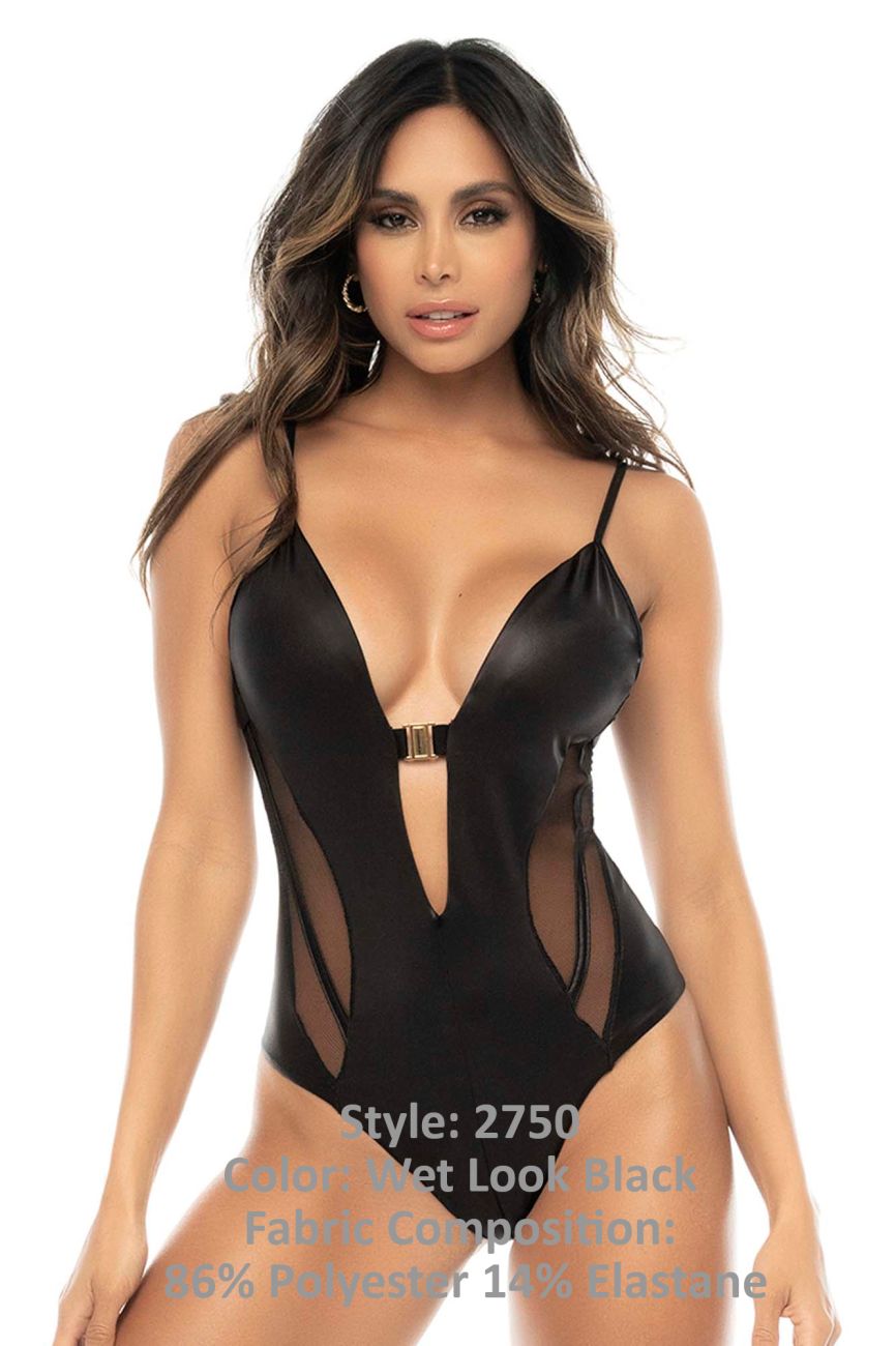 Mapale 2750 Fenna Bodysuit Color Wet Look Black.