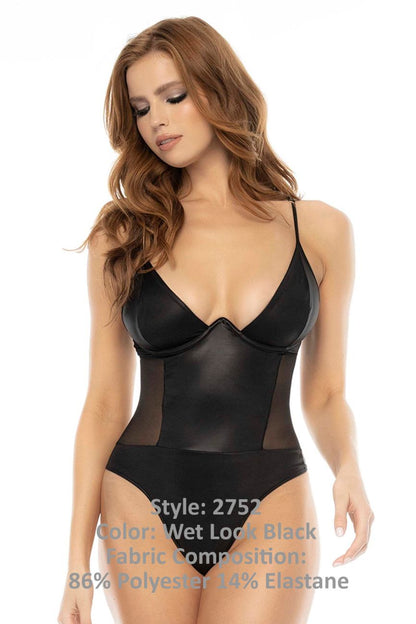 Mapale 2752 Bibi Bodysuit Color Wet Look Black.