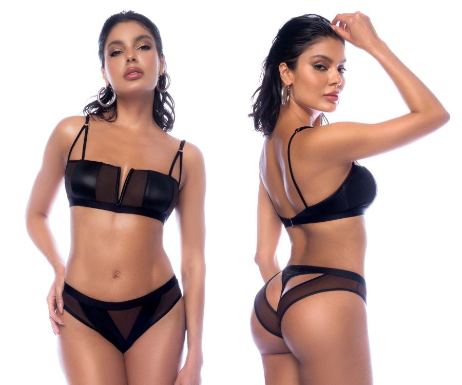 Mapale 2768 Two Piece Set Color Wet Look Black.