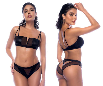 Mapale 2768 Two Piece Set Color Wet Look Black.