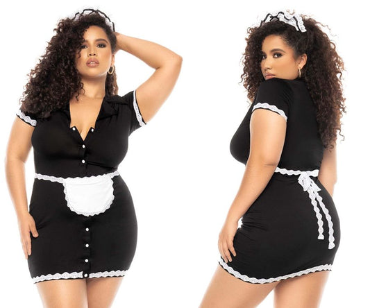 Mapale 60021X Curvy Size Flirty French Maid Costume Plus Color Only Color.