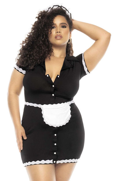 Mapale 60021X Curvy Size Flirty French Maid Costume Plus Color Only Color.