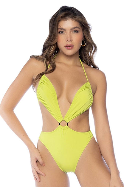 Mapale 67139 One Piece Swimsuit Color Lime Green.