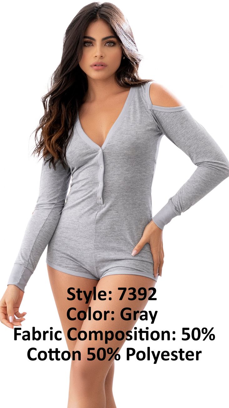 Mapale 7392 Long Sleeve Sleep Romper Color Gray.