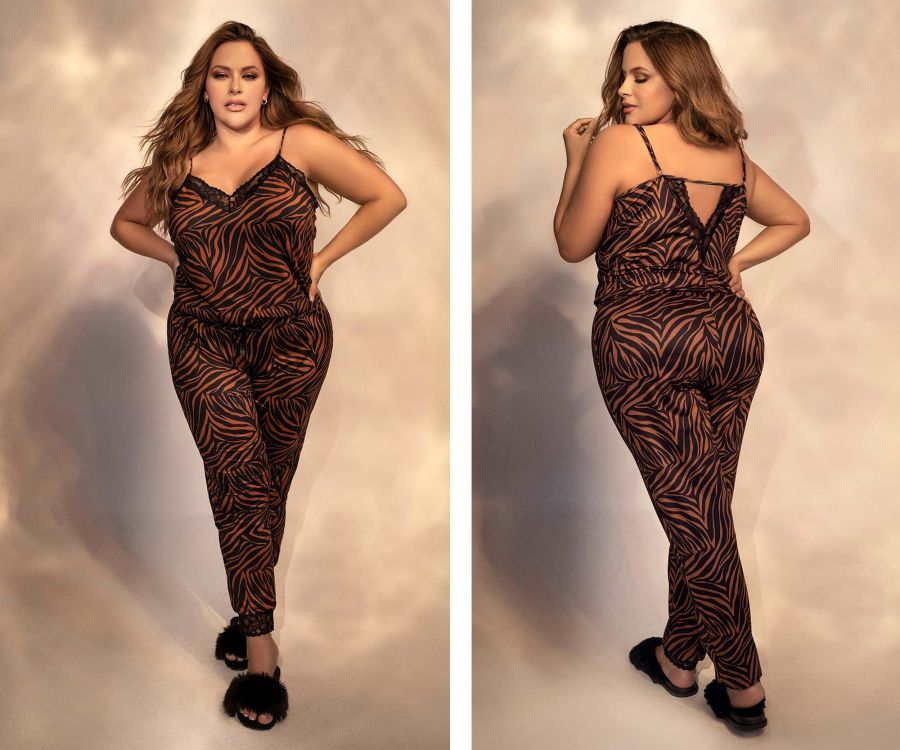 Mapale 7452X Curvy Size Two Piece Pajama Set Top and Pants Color Animal Print.