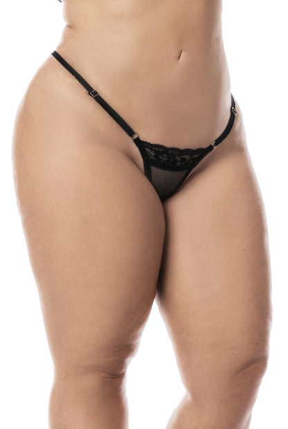 Mapale 7487X Curvy Size Babydoll with Matching G-String Color Black.