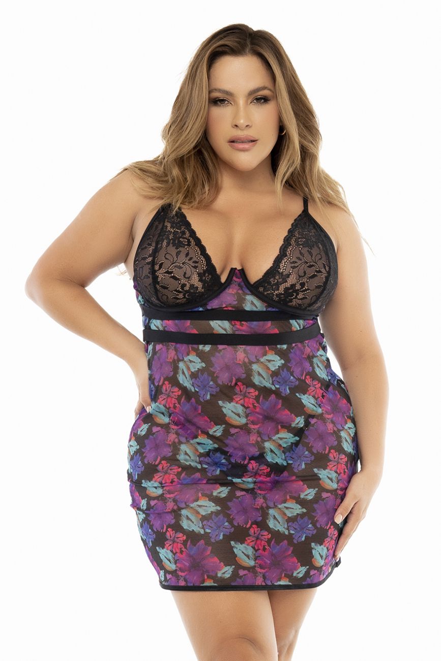 Mapale 7497X Curvy Size Babydoll Color Dream Flower Print.